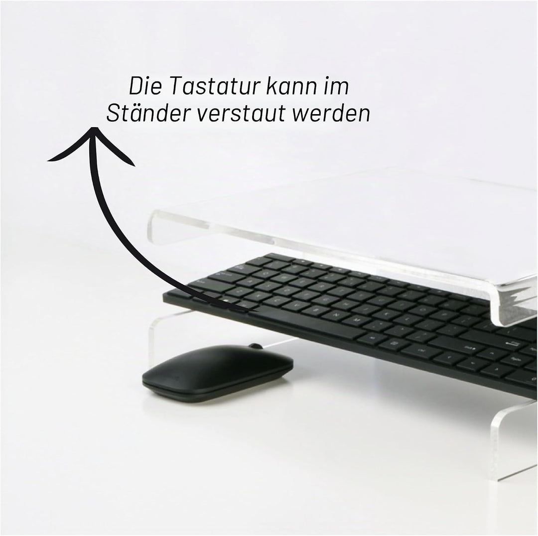 Desq 1537 Monitorständer aus hochwertigen Acryl, transparent Tastatur ablage, Tastatur ablage