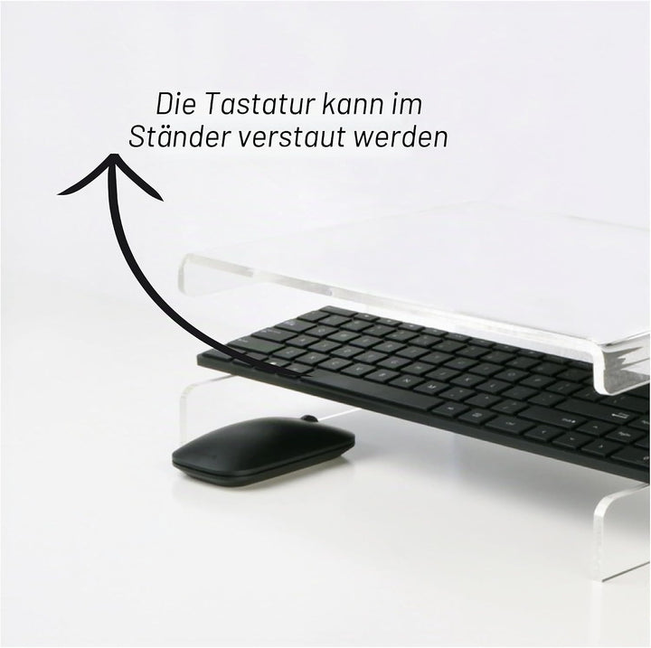 Desq 1537 Monitorständer aus hochwertigen Acryl, transparent Tastatur ablage, Tastatur ablage