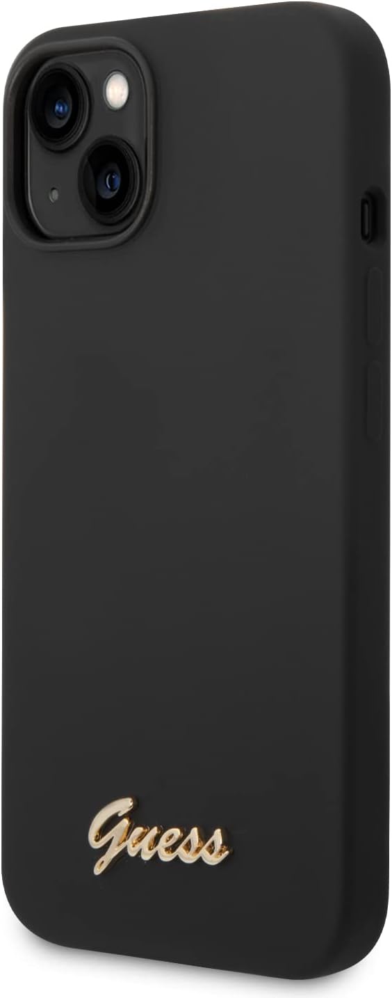 Guess GUHCP14SSLSMK hülle für iPhone 14 6,1" schwarz/Black Hard case Silicone Vintage Gold Logo, sch