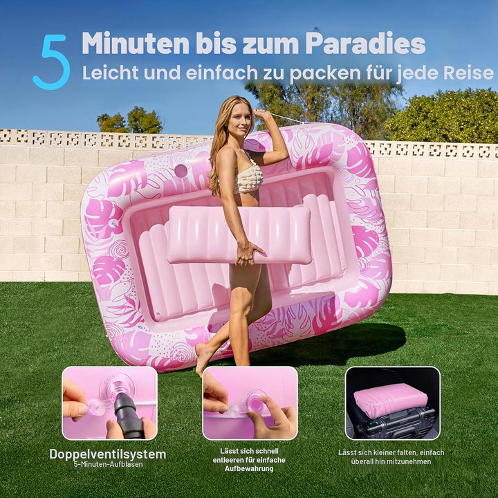 SLOOSH Aufblasbare Tanning Pool, 70" x 46"/ 85" x 57" Grosse aufblasbarer Luftmatratze für Erwachsen