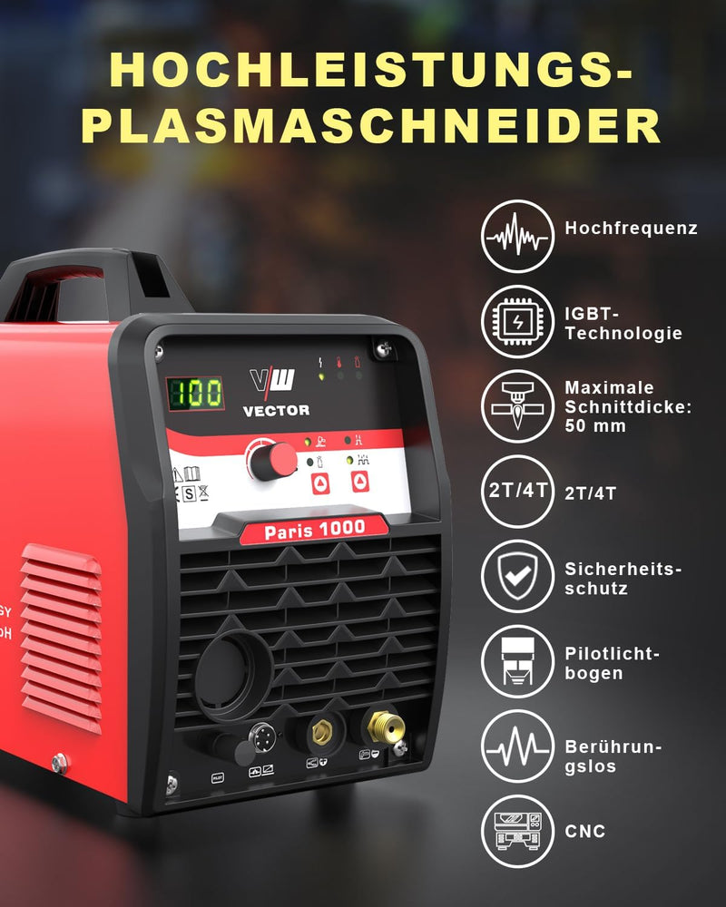 Plasmaschneider 100 A - Plasma Cutter - Plasmaschneider mit Pilotzündung - 100 Ampere Stromstärke &