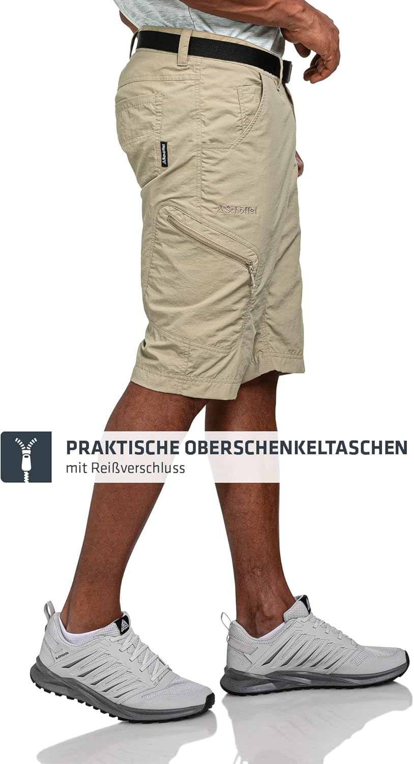 Schöffel Herren Shorts Silvaplana2, vielseitige Wanderhose mit separatem Gürtel, Outdoor Hose mit pr