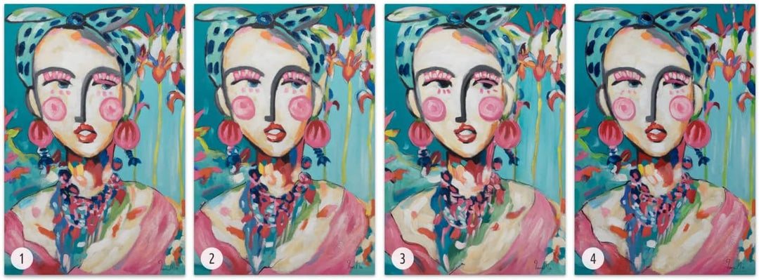 KunstLoft Leinwandbild | 100% HANDGEMALT | 60x90cm | Gemälde 'Frida in Trad' | Berühmte Personen | R