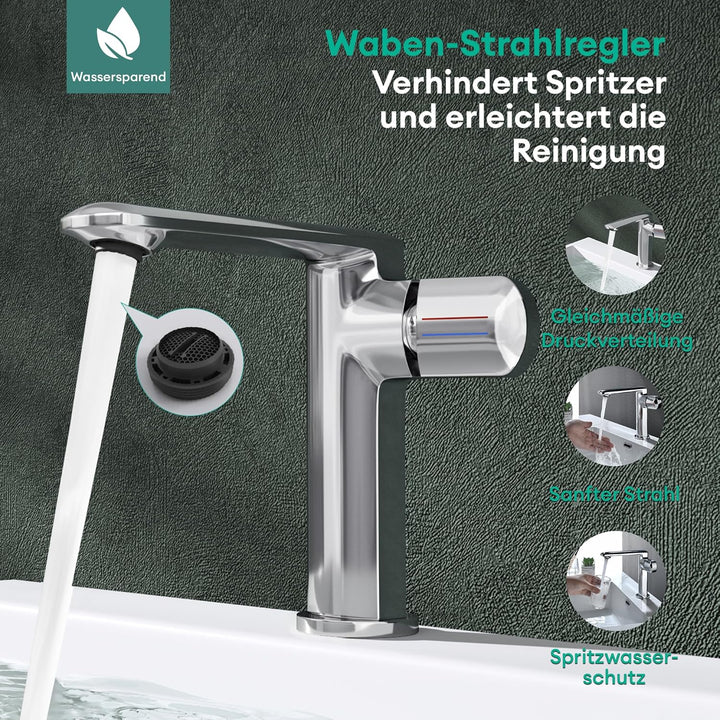 Mai & Mai Wasserhahn Bad Waschtischarmatur Einhebelmischer Mischbatterie Bad Armatur Badezimmer aus