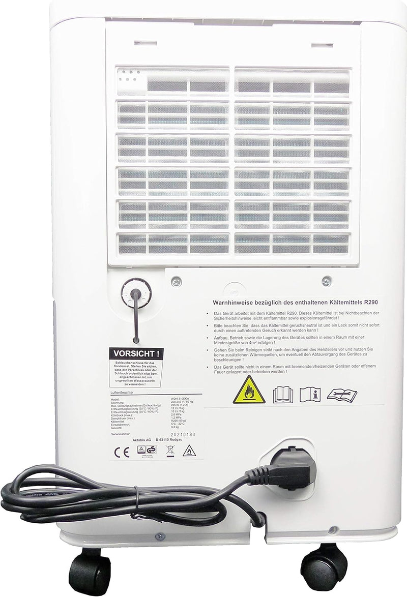 Aktobis Luftentfeuchter, Bautrockner WDH-310EKW (bis 12 L/T + Digital + WLAN), bis 12 L/T + Digital