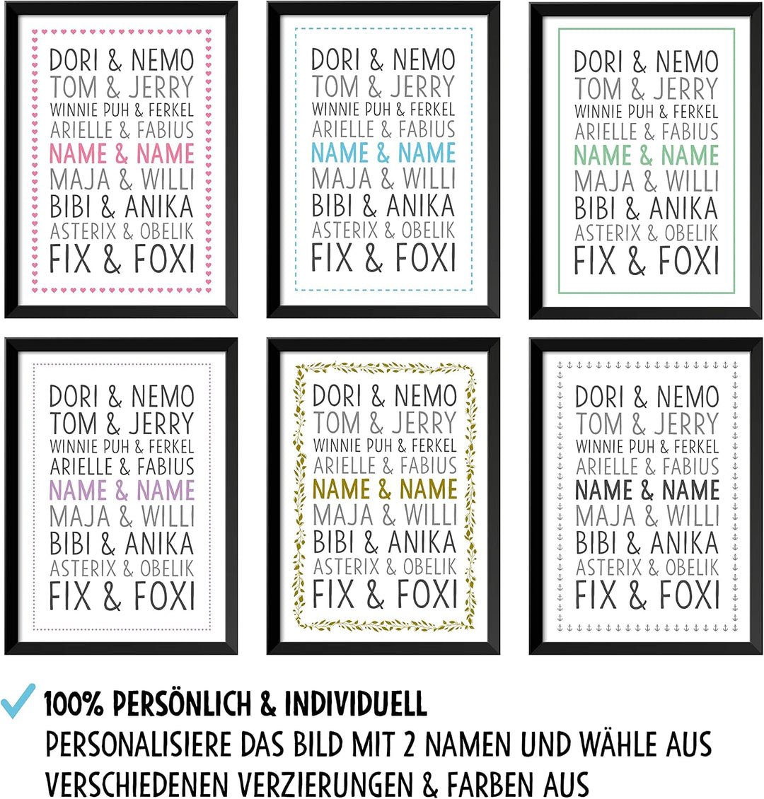 OWLBOOK DU &amp; ICH Beste Freunde Trickfilm Bild im Holz-Rahmen A3 Geschenke Geschenkideen für die best