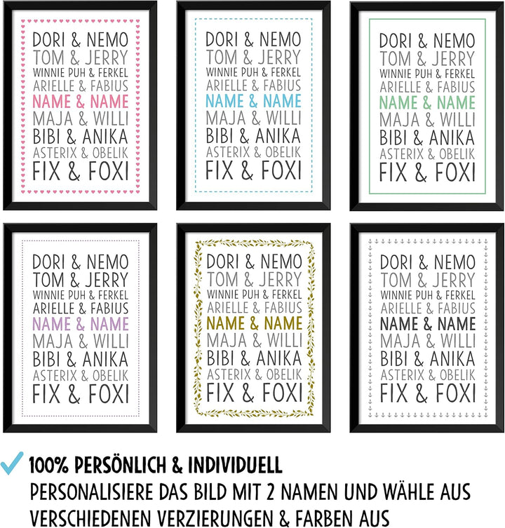 OWLBOOK DU &amp; ICH Beste Freunde Trickfilm Bild im Holz-Rahmen A3 Geschenke Geschenkideen für die best