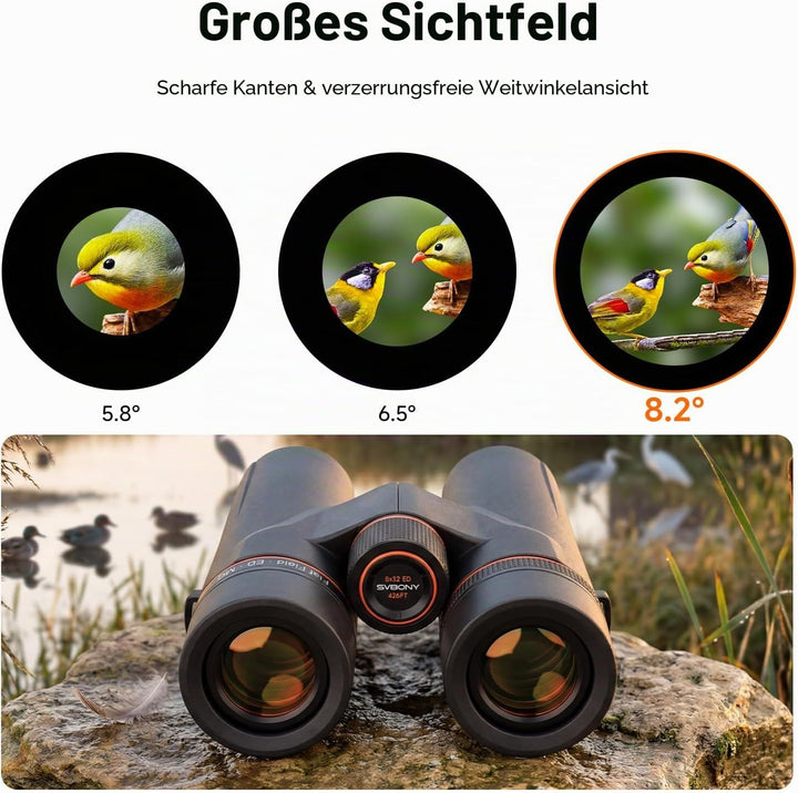 Svbony SA207 APO ED Fernglas Erwachsene, Fernglas 8x32, FBMC Beschichtung, 8° Weites Sehfeld, IPX7 W