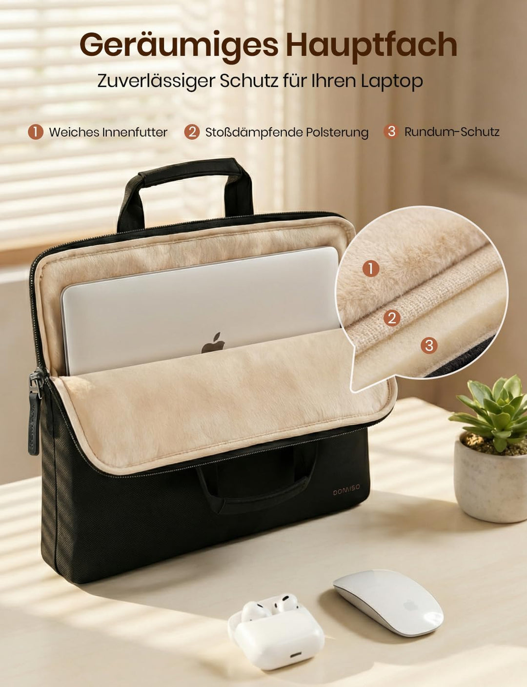 DOMISO Laptop-Hülle AA40 15 - 15,6 Zoll Schwarz, 15 - 15,6 Zoll Schwarz