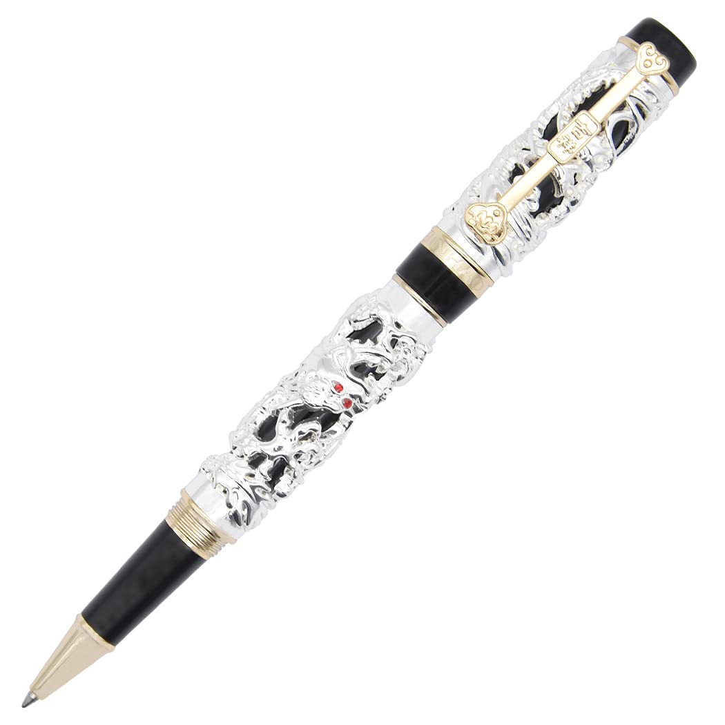 Gullor Edelsten Walze Kugelschreiber Jinhao Silber Drachen-und Ph?nix schwarz Silver and black, Silv