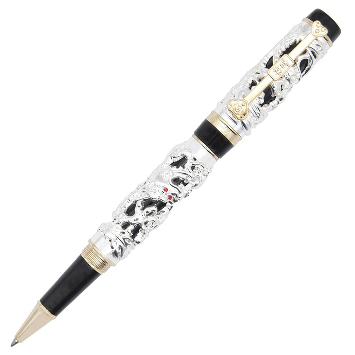 Gullor Edelsten Walze Kugelschreiber Jinhao Silber Drachen-und Ph?nix schwarz Silver and black, Silv
