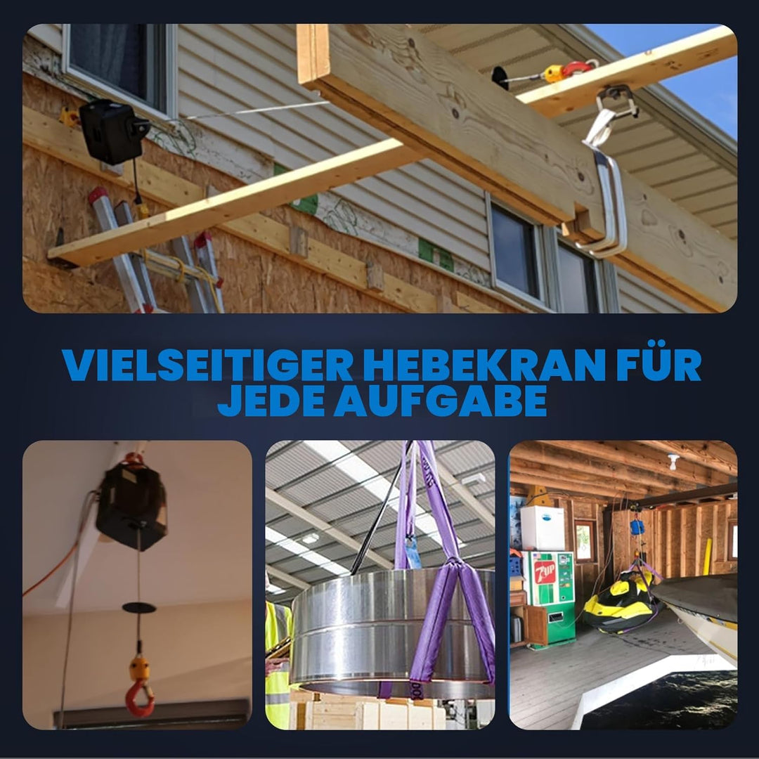 NEWTRY 3 in 1 Elektrische Seilwinde 500KG/1100lb Drahtlose Fernbedienung 7.6m/25ft 1500W Elektrische