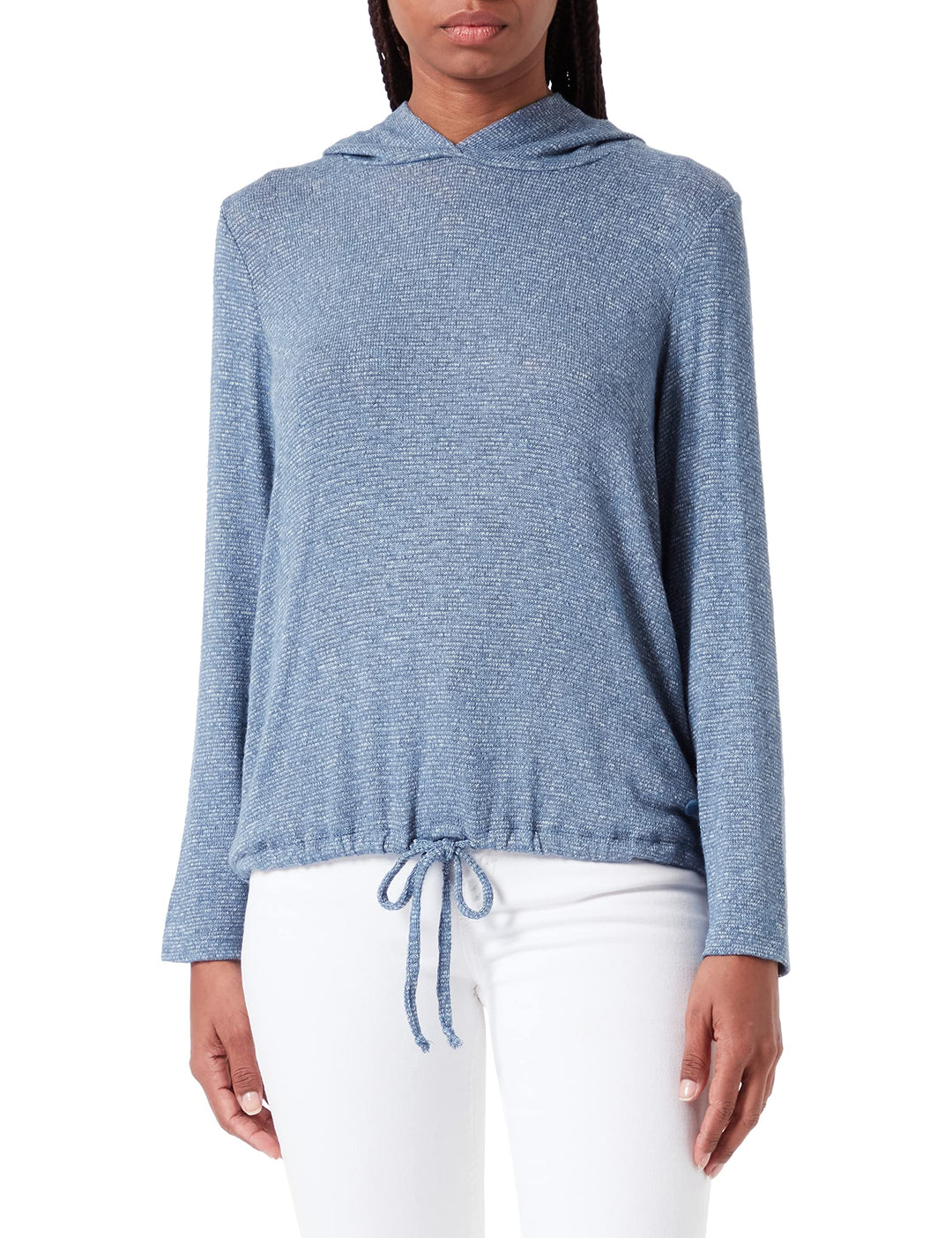 TOM TAILOR Damen Langarmshirt mit Kapuze M 30266 - Stormy Sea Blue Melange, M 30266 - Stormy Sea Blu