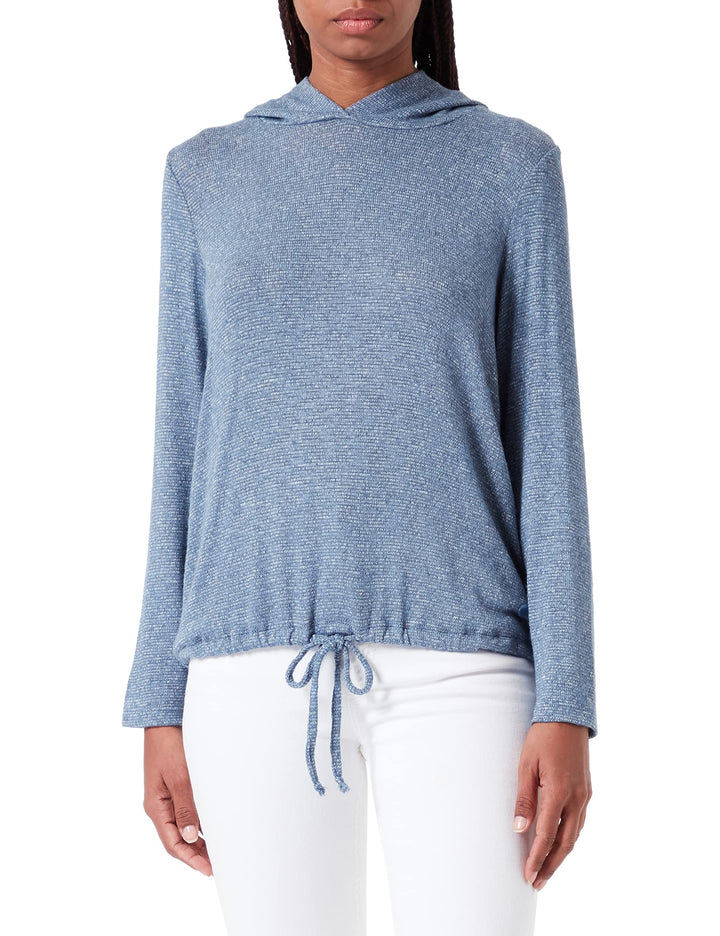 TOM TAILOR Damen Langarmshirt mit Kapuze M 30266 - Stormy Sea Blue Melange, M 30266 - Stormy Sea Blu