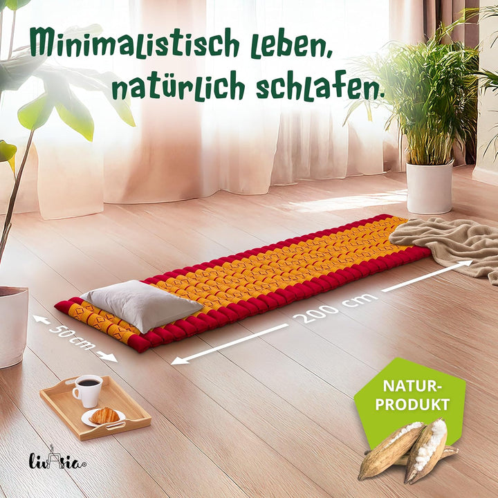 livasia Rollmatte Rollmatratze L-200x110x4,5cm, Gästebett Gästematratze 1 Person, Reisebett Kofferra