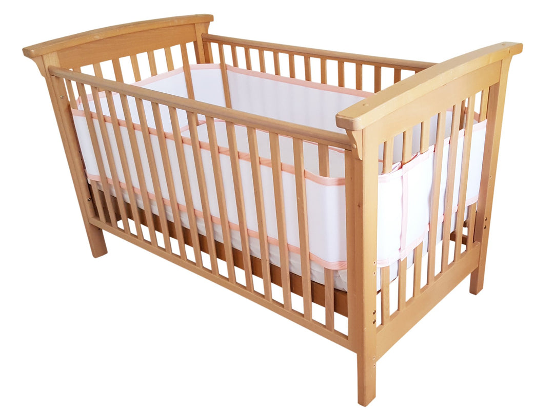 4 Sided Mesh Baby Cot Bumper, BS EN 16780, Breathable Safe Rosa, Rosa