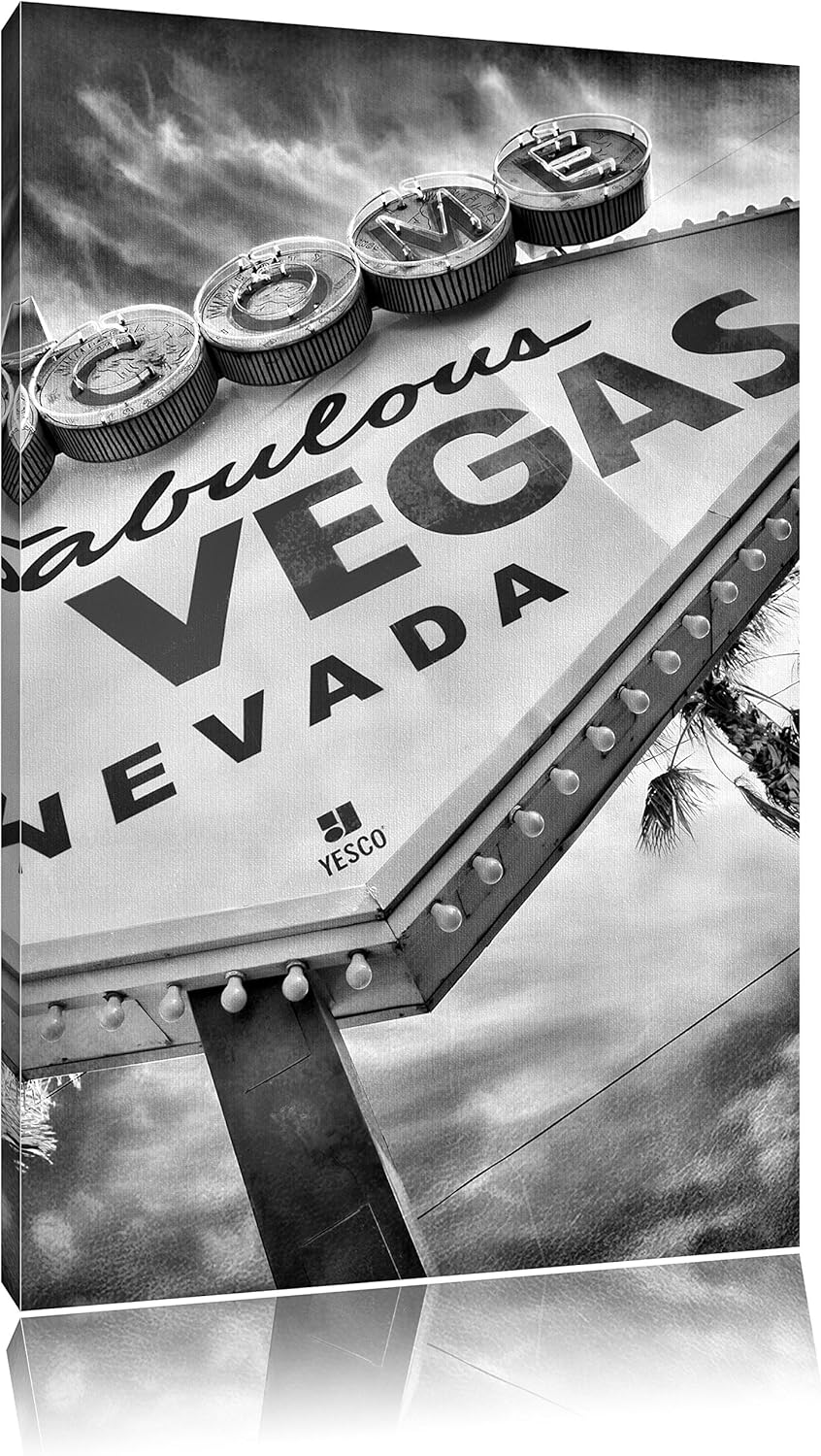 Pixxprint Las Vegas Retro Look als Leinwandbild/Grösse: 100x70 / Wandbild/Kunstdruck/fertig bespannt