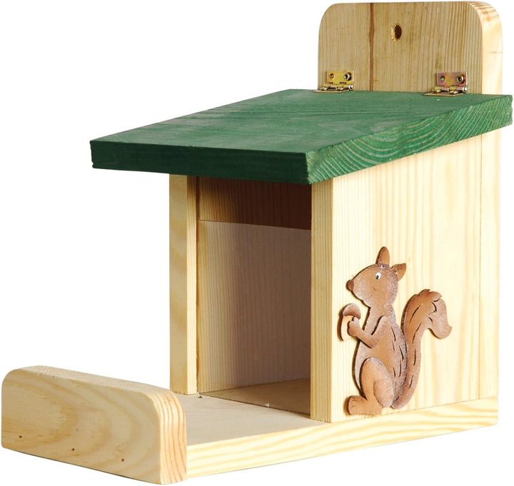 dobar® 22219e Eichhörnchenfutterstation - Eichhörnchen Futterhaus Massivholz - Futterbox zum Eichhör