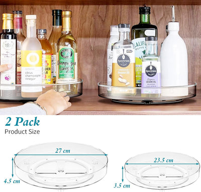 JESIFFY 2 Stück Lazy Susan drehteller Organizer Kühlschrank 27cm+23,5cm, drehplatte kühlschrank Rond