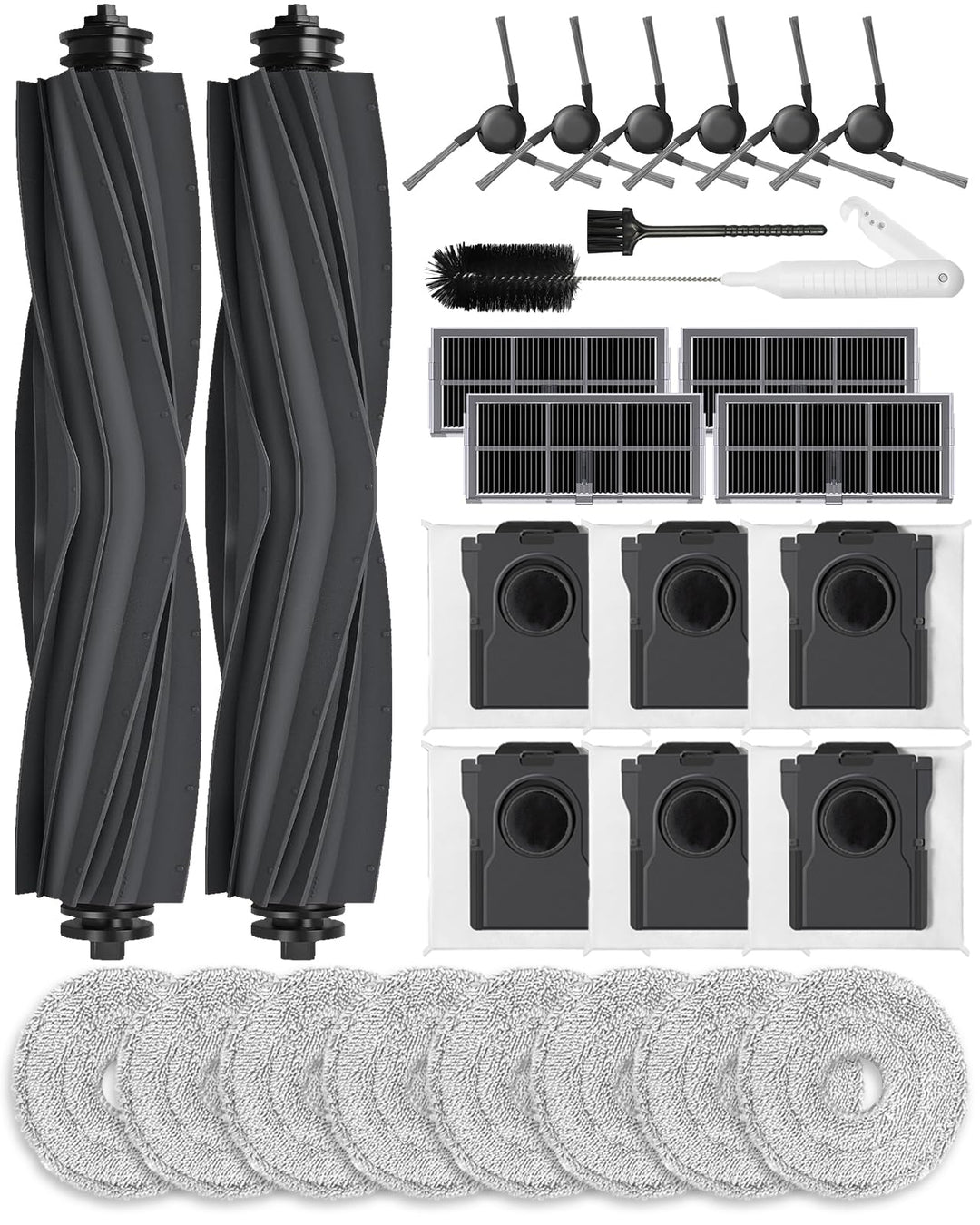 28 Stück Zubehörsets für Mova E40 Ultra Saugroboter: 2 Hauptbürste, 8 Wischer-Pads, 6 Seitenbürste,