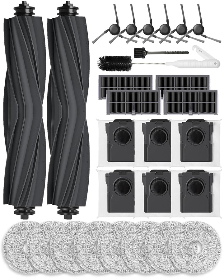 28 Stück Zubehörsets für Mova E40 Ultra Saugroboter: 2 Hauptbürste, 8 Wischer-Pads, 6 Seitenbürste,