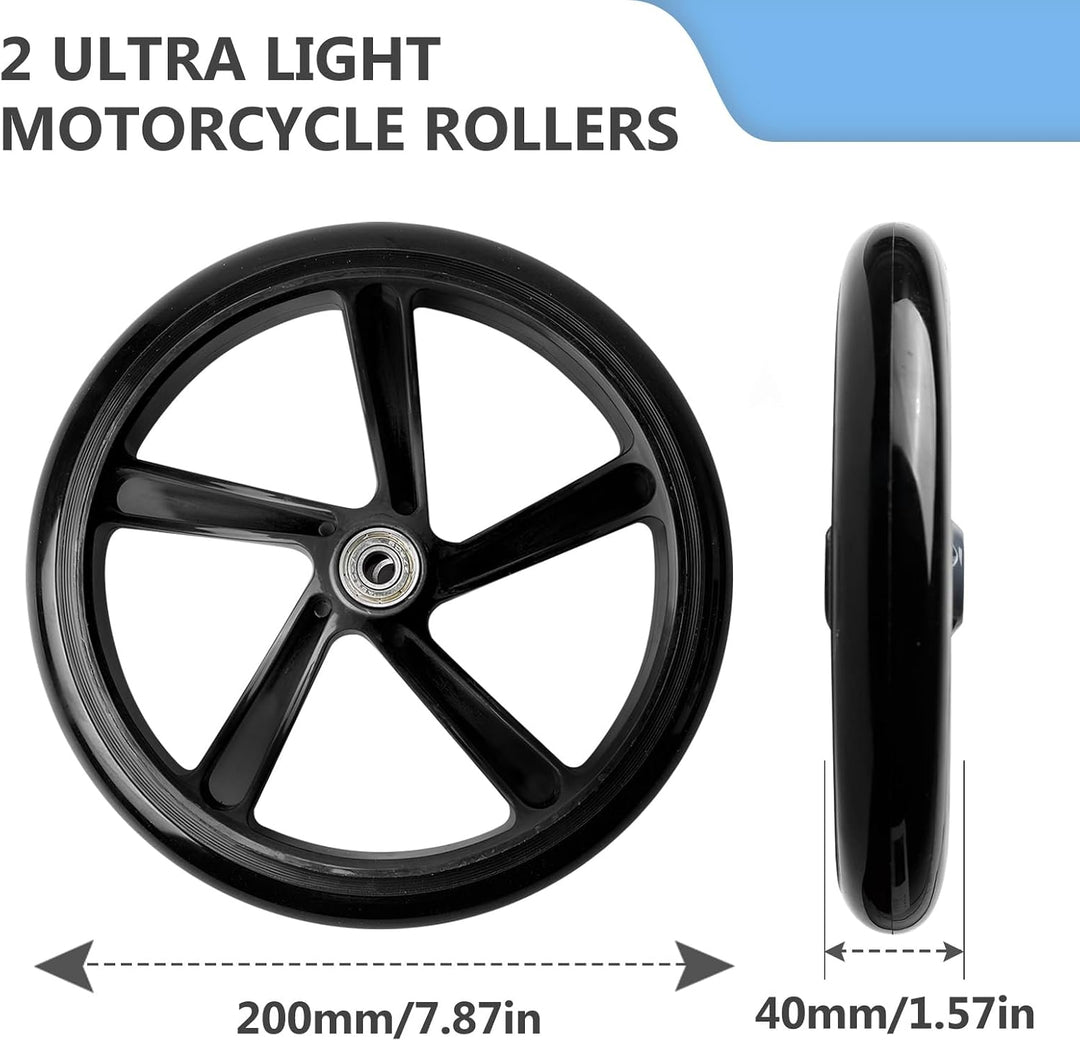2 Stück 200mm Scooter Rollen Stunt Scooter Ersatzräder mit ABEC7 Kugellager | Anti-Rutsch PU Roller