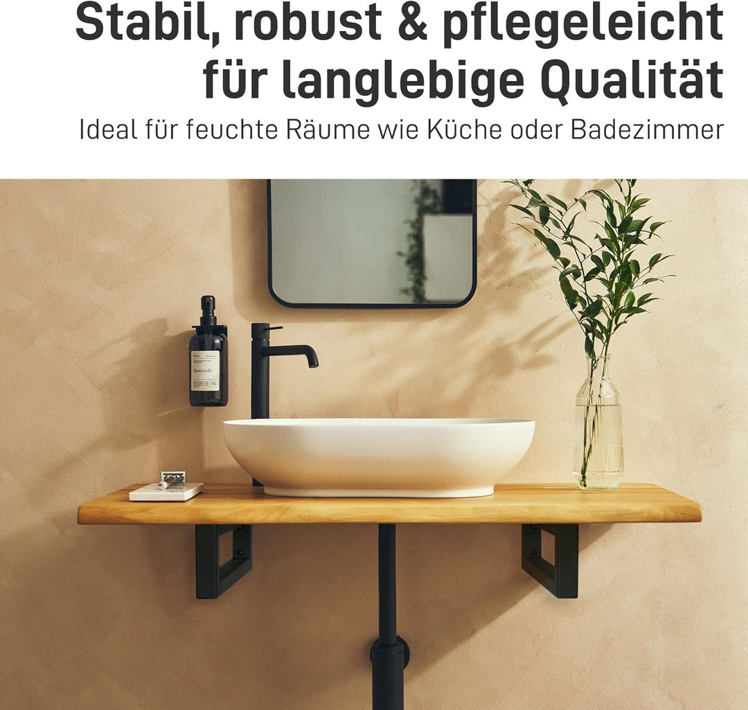 Natural Goods Berlin 2X Wand-Konsole RECHTECK | Waschtisch-Halterung stabil | Einfache Wand-Montage