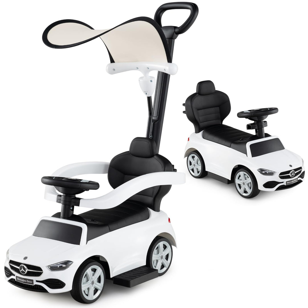 GOPLUS 3 in 1 Schiebeauto, Rutschauto Mercedes-Benz mit verstellbarem Verdeck und Stauraum unter dem