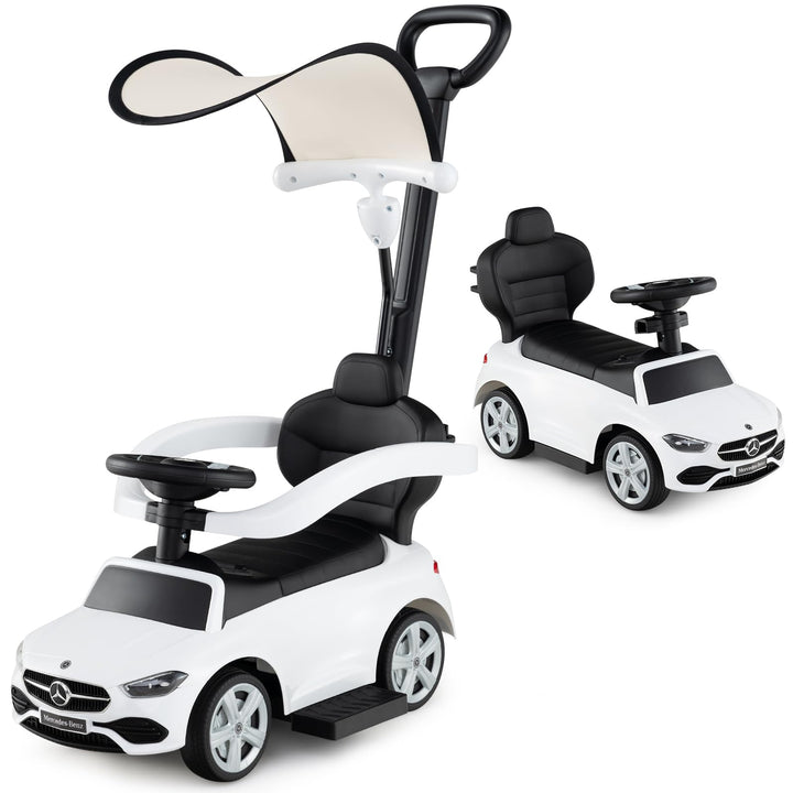 GOPLUS 3 in 1 Schiebeauto, Rutschauto Mercedes-Benz mit verstellbarem Verdeck und Stauraum unter dem