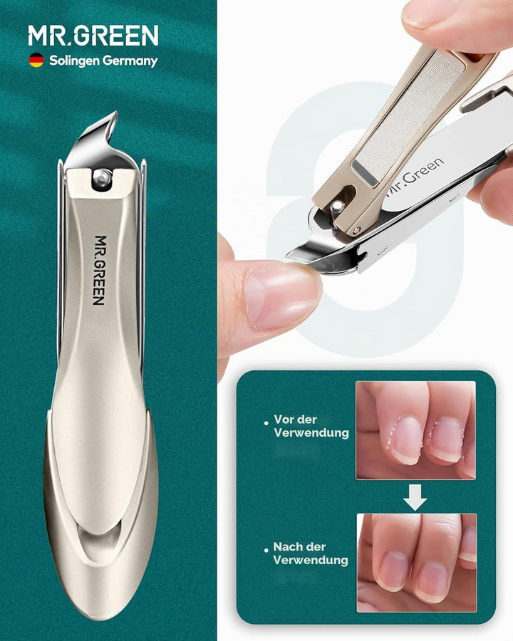 MR.GREEN 8-in-1 Maniküre Pediküre Set, professionelles Nagelknipser Set mit hochwertigem Echtleder E