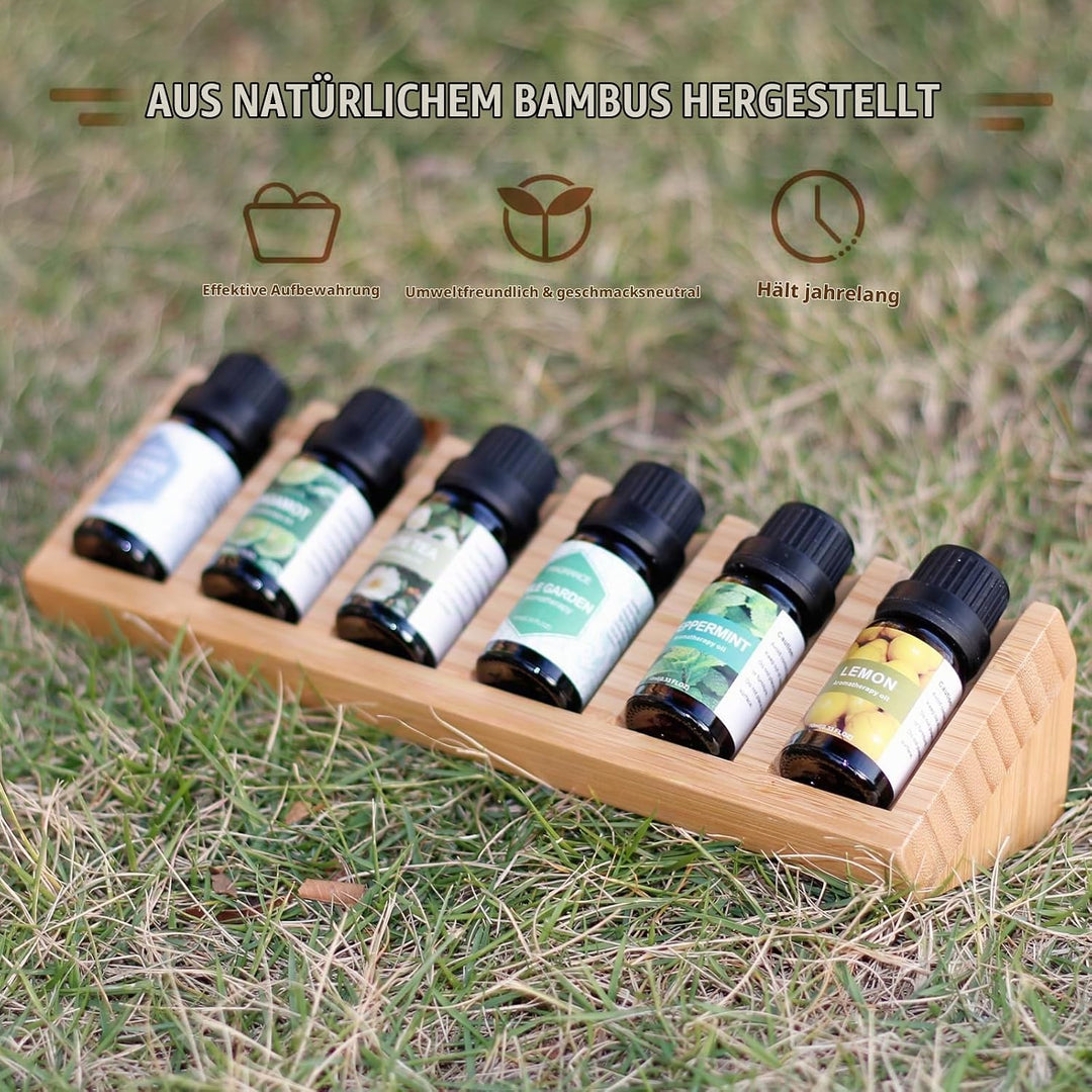 6 Loch Hölzern für Ätherisches Öl Display Ständer, Aromatherapie Öle Organizer – 2 Stück Ätherische