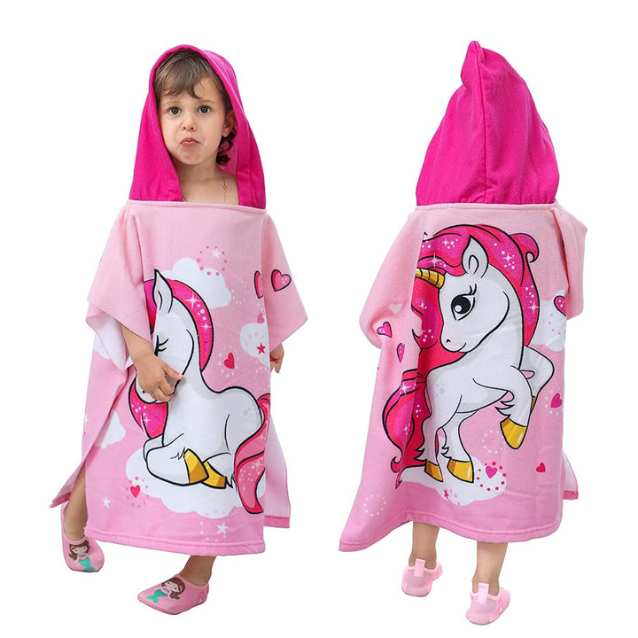 KAKU NANU Badetuch für Kinder, Strandtuch für Kinder, niedliches Motiv, Umhang, Poncho, für Kinder,
