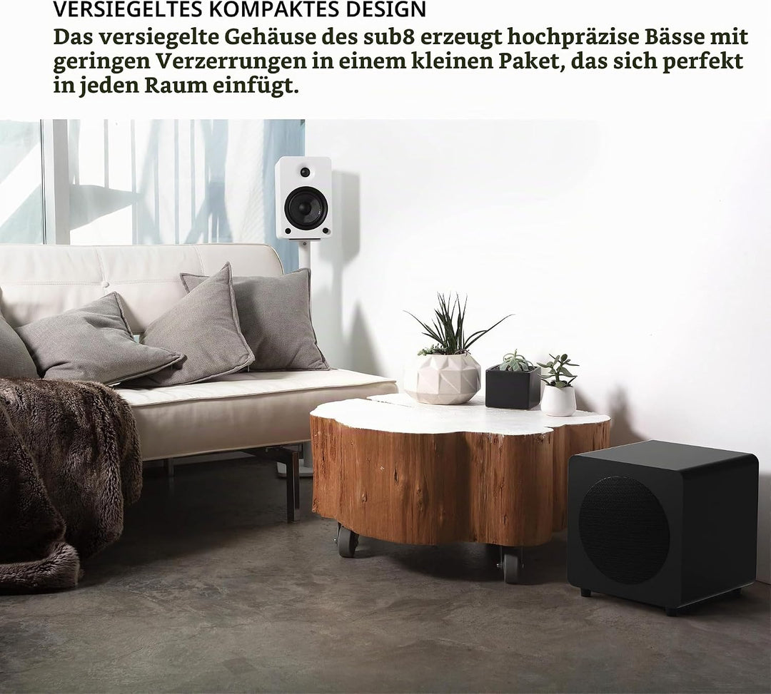 Kanto SUB8VMB 8" 300W Sealed Powered Subwoofer | Matte Black