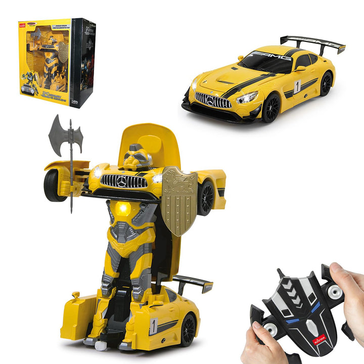 JAMARA 410029 - Mercedes AMG GT3 1:14 transformable 2,4GHz gelb - RC Transformation zum Roboter auf
