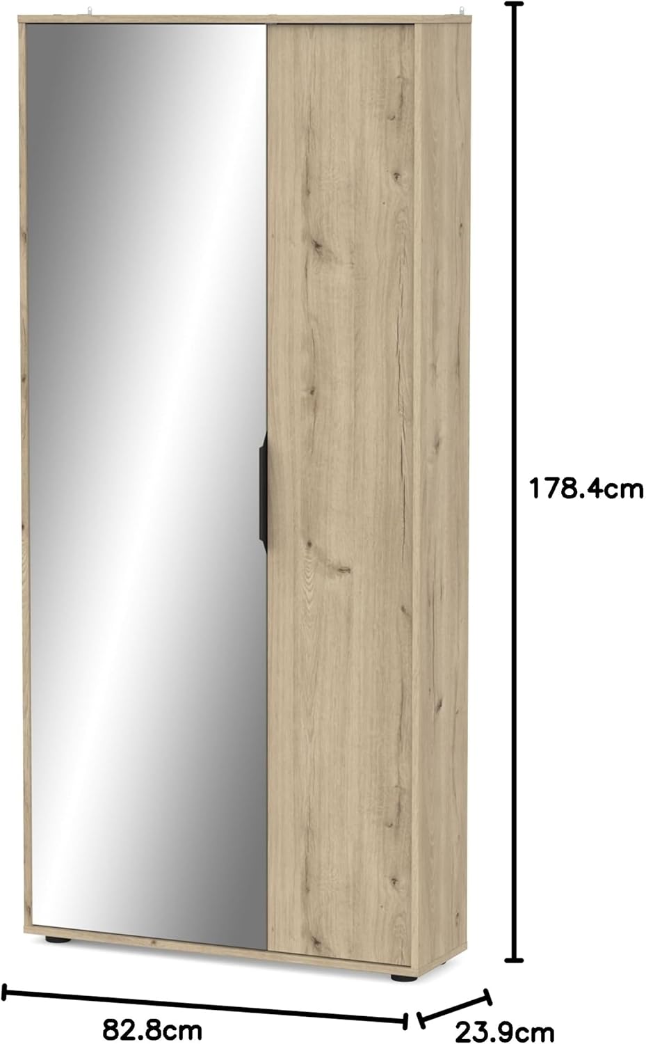 möbelando Schuhschrank >Ebony< in Eiche royal - 82,8x178,4x23,9cm (BxHxT)