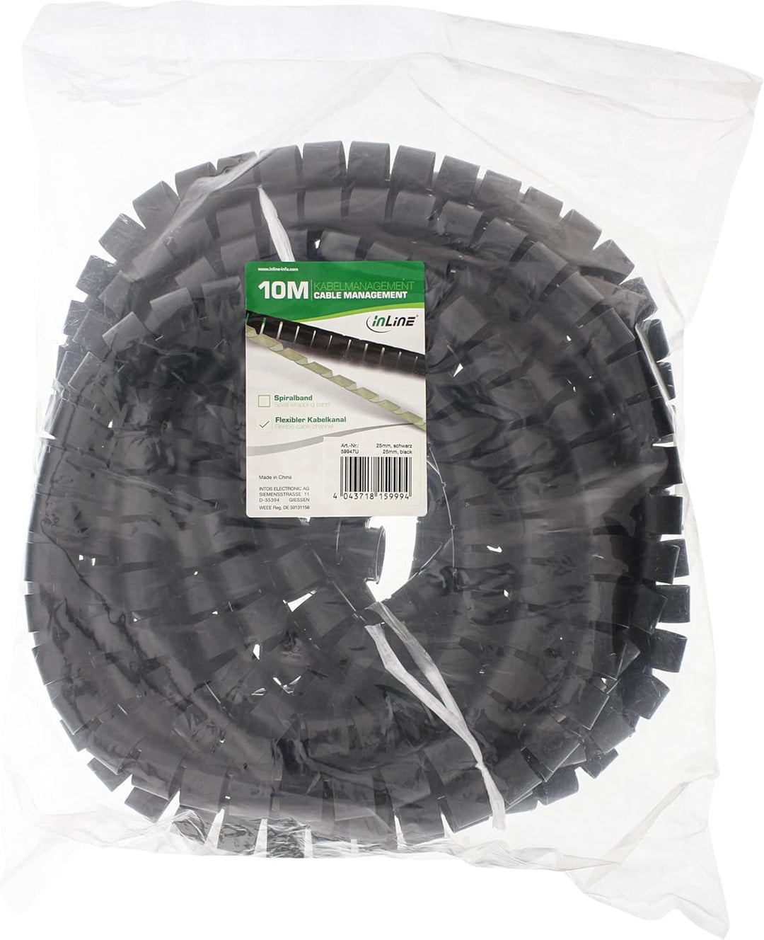 InLine 59947U flexibeler Kabelkanal 10m, schwarz, 25mm