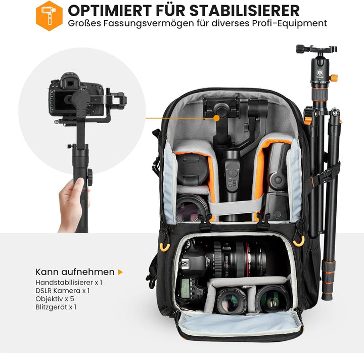 TARION Wasserdicht Kamerarucksack Spiegelreflex: DSLR SLR Gross Kameratasche mit 15,6 Zoll Laptopfac