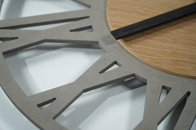 FLEXISTYLE Wanduhr gross Adulto 50cm Durchmesser LOFT Retro aus Holz Eiche ohne tickgeräusche Wohnzi