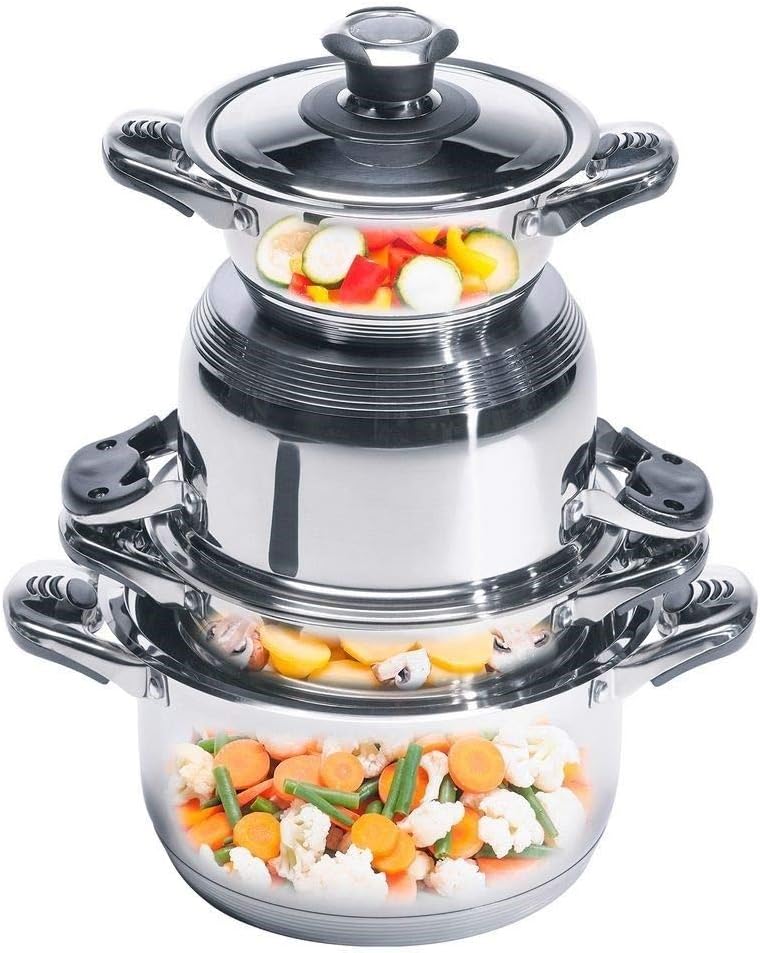 RL 16 TLG. Edelstahl Topfset Töpfe Kochtöpfe Kochtopf Topf Set Pfannen Kochgeschirr (Glasdeckel)