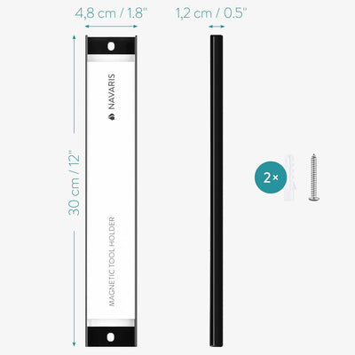 Navaris 1x Werkzeug Magnetleiste 30cm lang - Werkzeughalter Magnetband Wand Leiste Magnethalter - We