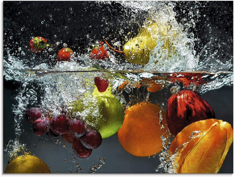 ARTland Glasbilder Wandbild Glas Bild einteilig 60x45 cm Querformat Früchte im Wasser Obst Frucht Co