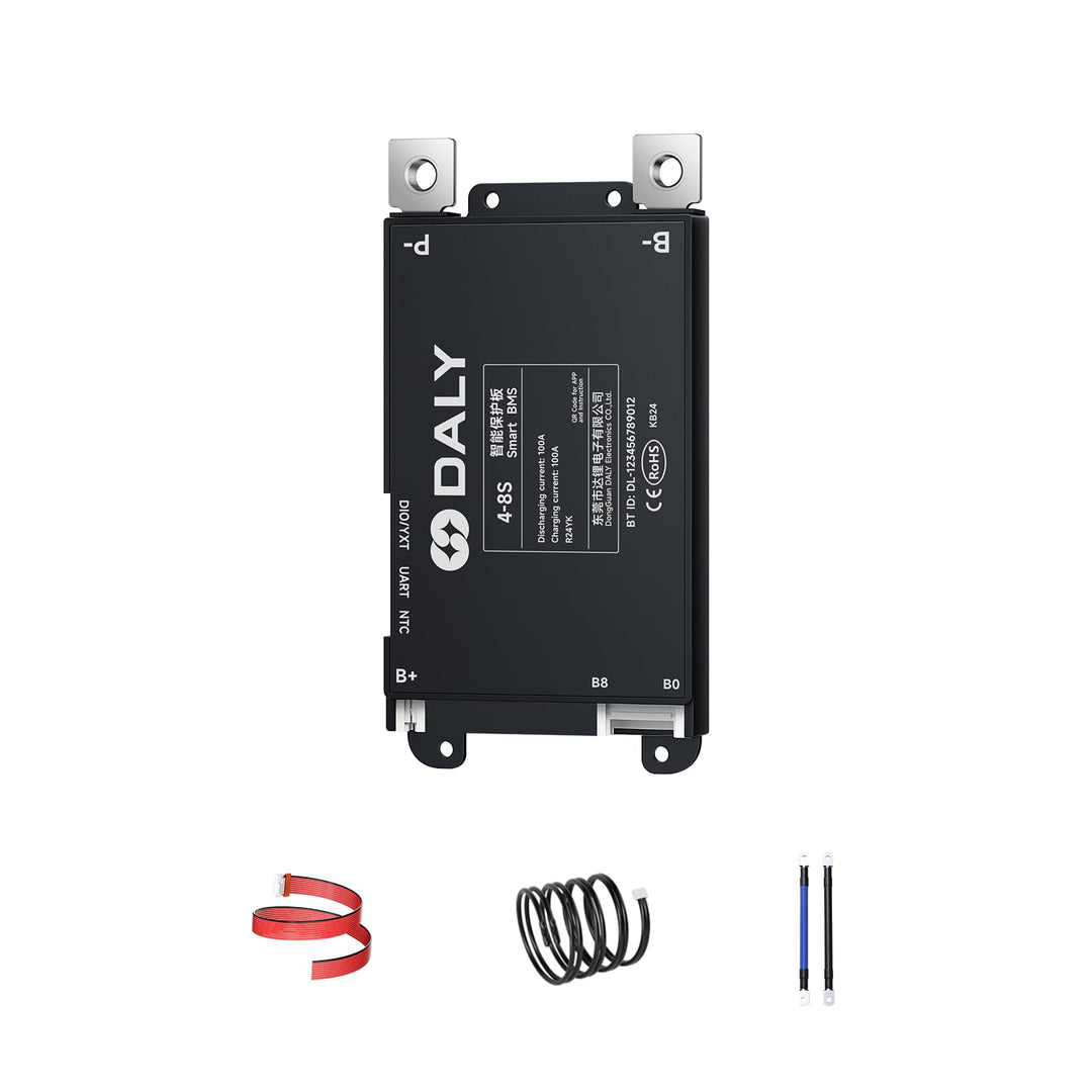 DALY BMS 100A 4S-8S 12V-24V - Smart integrierte Bluetooth Überwachung Lithium Batterieschutz LiFePO4
