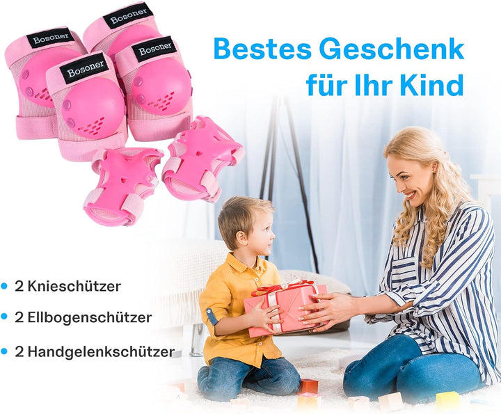 BOSONER Knieschoner Kinder Schoner Inliner Protektoren 6er Set Schützer Inliner Inline Skates Knie U