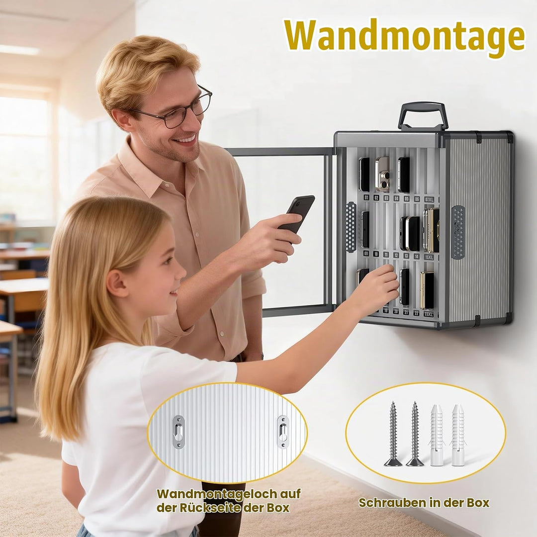 Glosen Handy-aufbewahrungsschrank, Handy-schliessfach aufbewahrungsschrank [Wandmontiert] [Aluminium