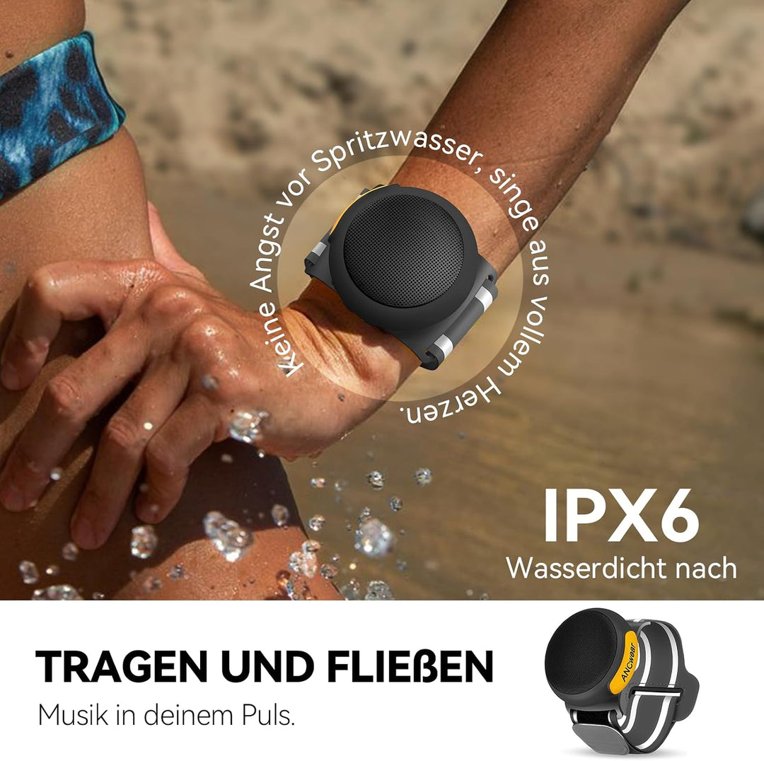 ANCwear Tragbarer Bluetooth 5.3 Lautsprecher Mini mit Mikrofon, Wearable Handgelenkslautsprecher, IP