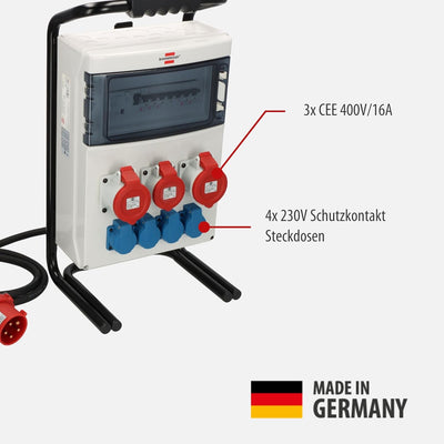 Brennenstuhl Tragbarer Stromverteiler/Baustromverteiler (2x32A + 1x16A CEE-Steckdosen, 2m Kabel, für