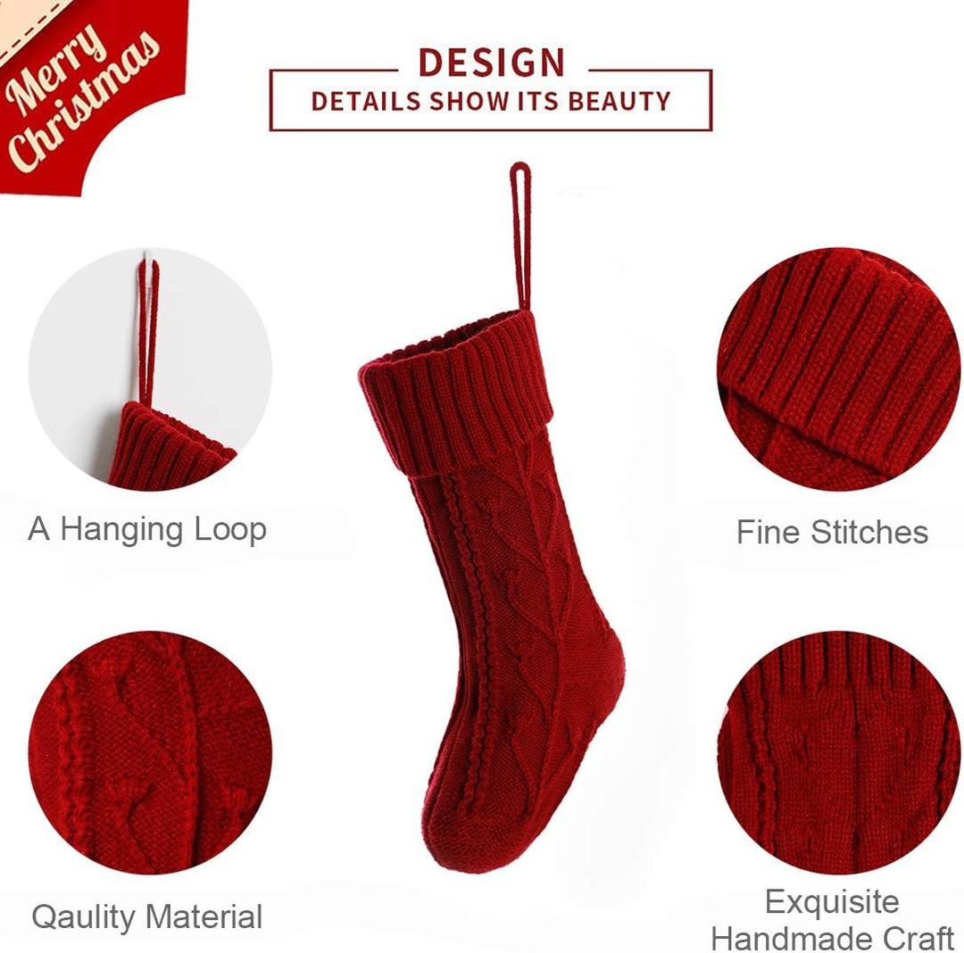 Dremisland Gestrickt Weihnachtsstrümpfe 4er Set, 38cm Grosse Klassische Personalisiert Weihnachtssoc