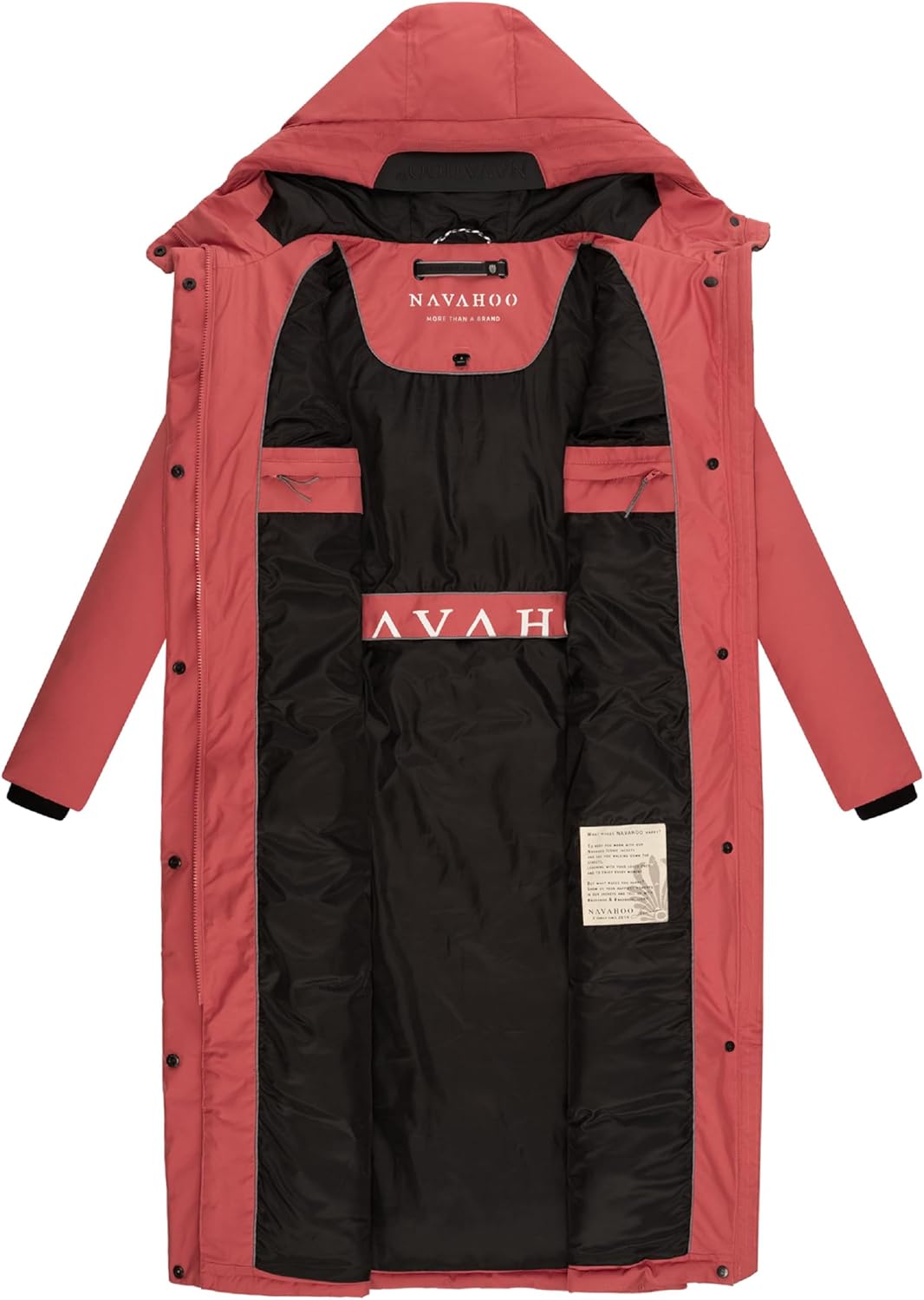 Navahoo Damen Wintermantel Warmer Mantel extralang mit Kapuze Wolkenfrost XIV XS-XXL XXL Rouge, XXL