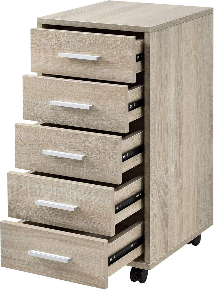 [en.casa] Rollcontainer mit 5 Schubladen Rollschrank Rollwagen 63x33x38cm Schubladencontainer Büroco