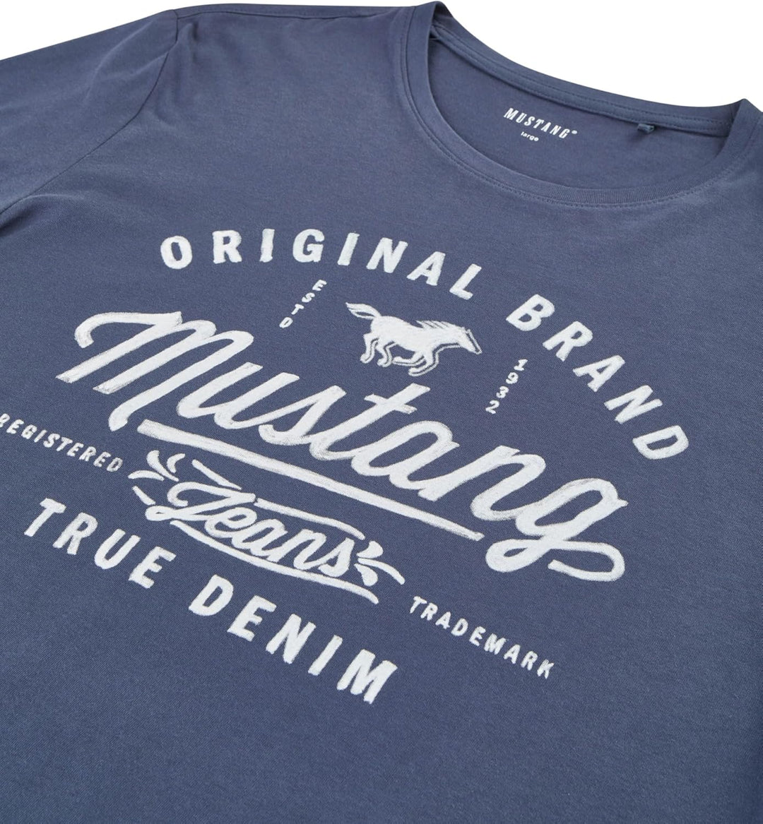 MUSTANG Herren T-Shirt 4er Pack Frontprint O-Neck Rundhalsausschnitt Kurzarm Regular Tee Shirt 100%